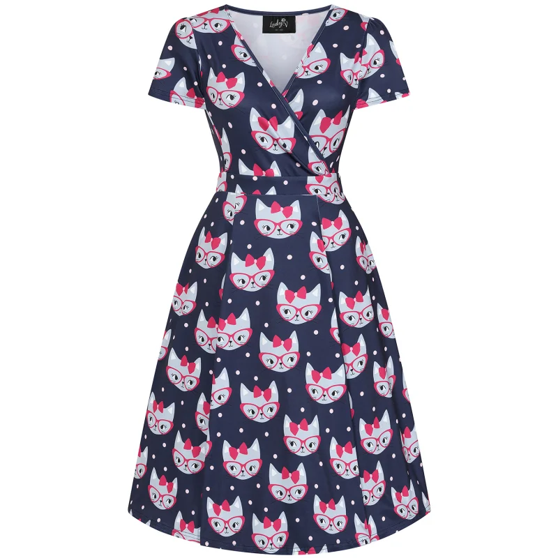 Lyra Dress - Retro Cats