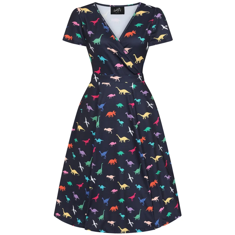 Lyra Dress - Rainbow Dino
