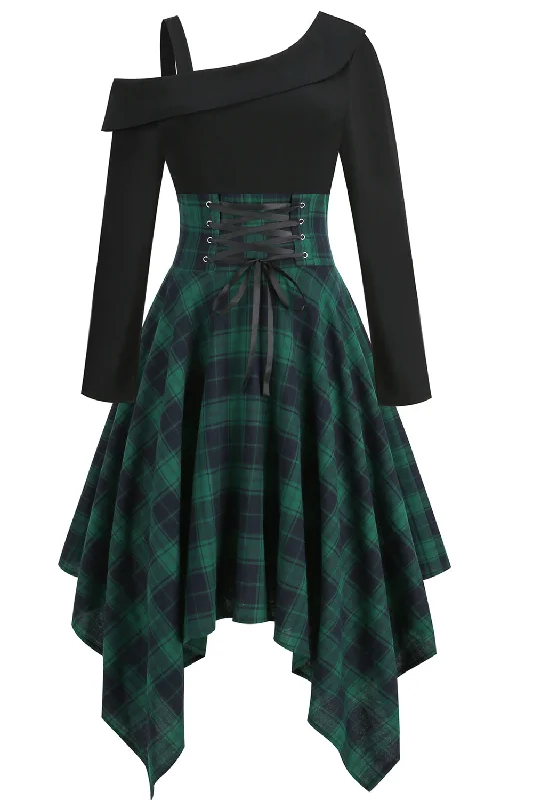 Green Plaid Halloween Vintage Dress