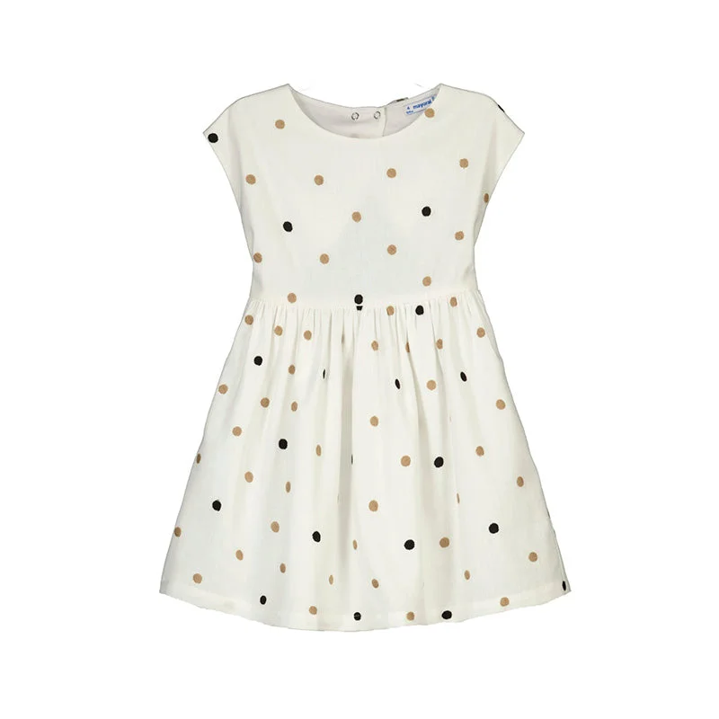 Mayoral-Embroidered Polkadot Dress-Natural