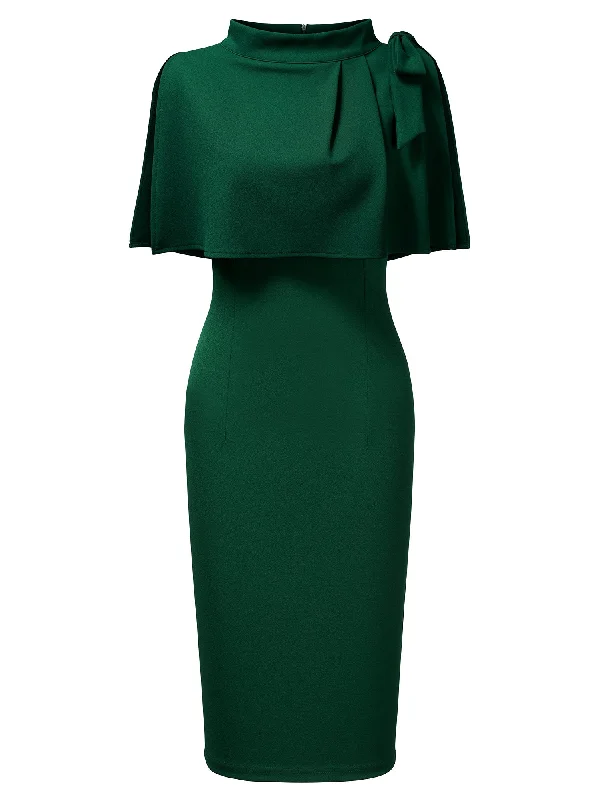 Retro Cape Mid-Neck Dress