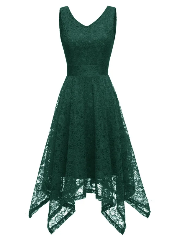 1950s Lace Pointed Hem Swing Dress