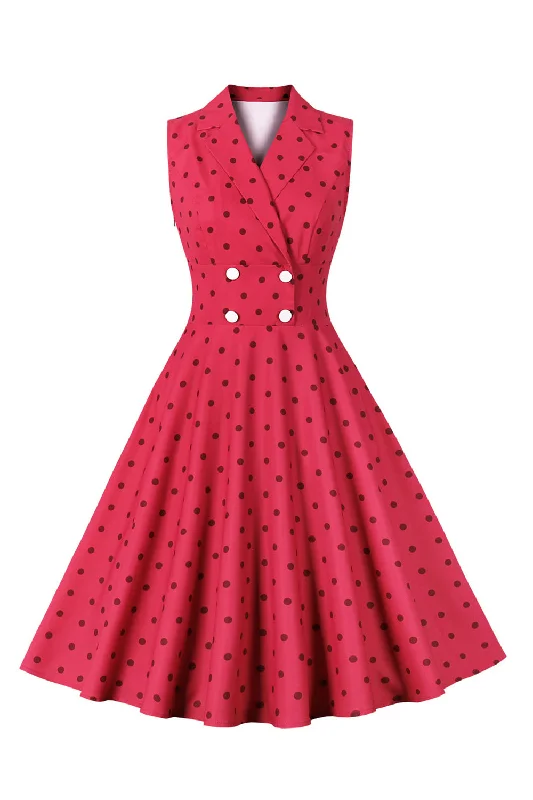 Red Polka Dots Swing 1950s Dress