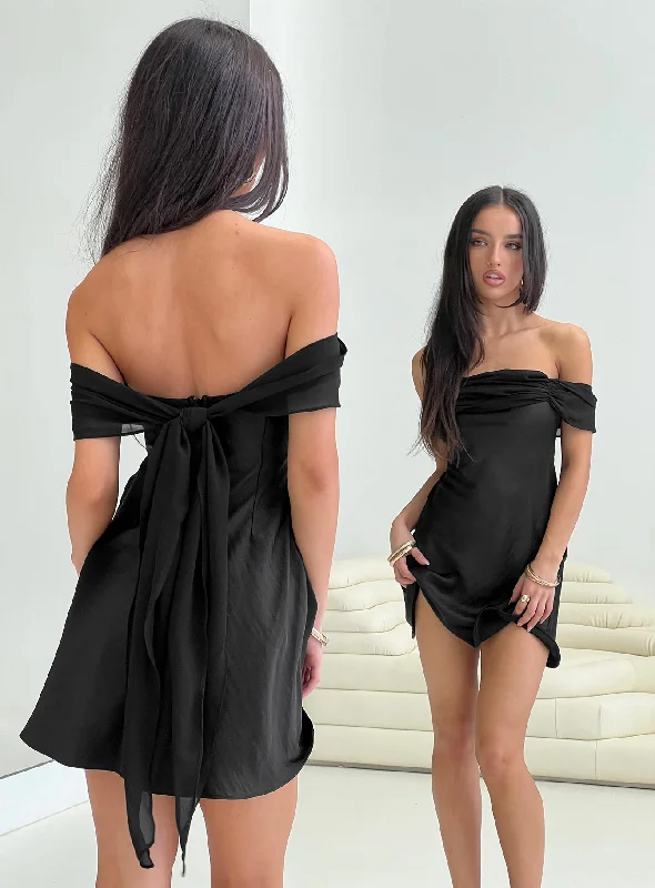 Adoration Mini Dress Black Casual V-Neck Mini Dress