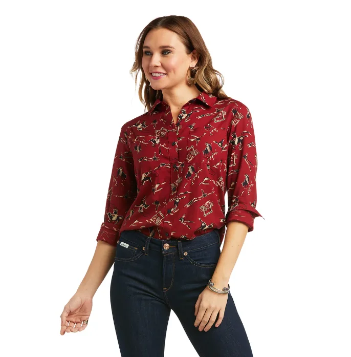 Ariat Wms Kelley Shirt Red - Black Friday Sale Trendy Print Short Sleeve