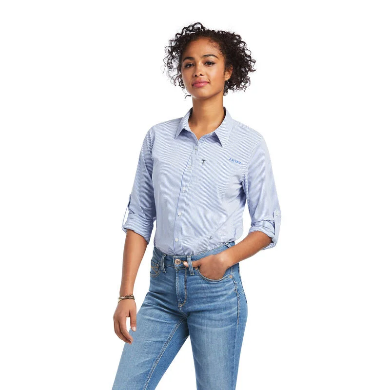 Ariat Wms Venttek Stretch LS Shirt Mazarine Blue/White Stripe - Black Friday Sale Relaxed Cotton Short Blouse Ariat Wms Venttek Stretch LS Shirt Mazarine Blue/White Stripe - Black Friday Sale Relaxed Cotton Short Blouse