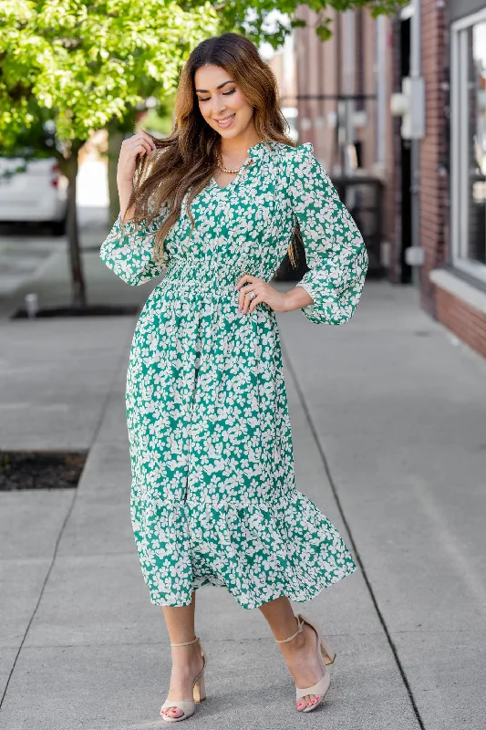 Azalea Ruffle Bottom Midi Dress Fashionable Skater Midi Dress