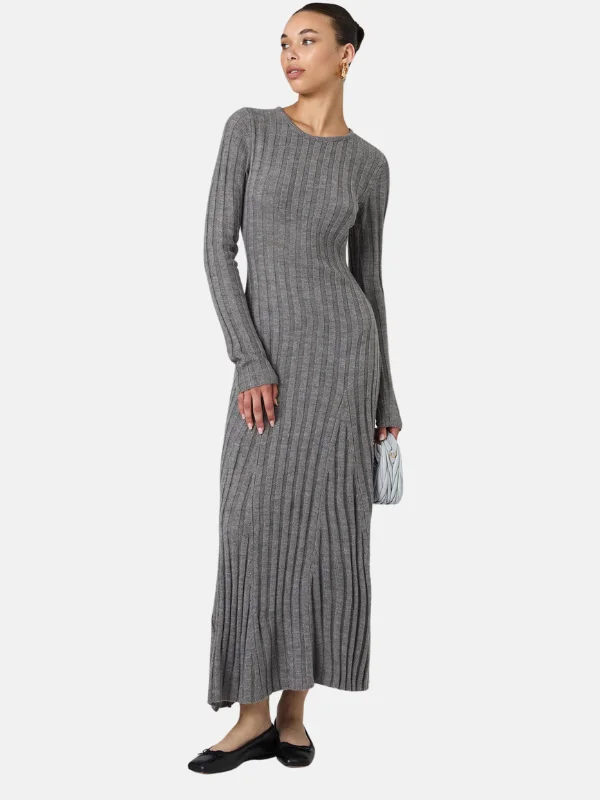 Babysoft Long Sleeve Midi Dress Comfortable Denim Midi Dress