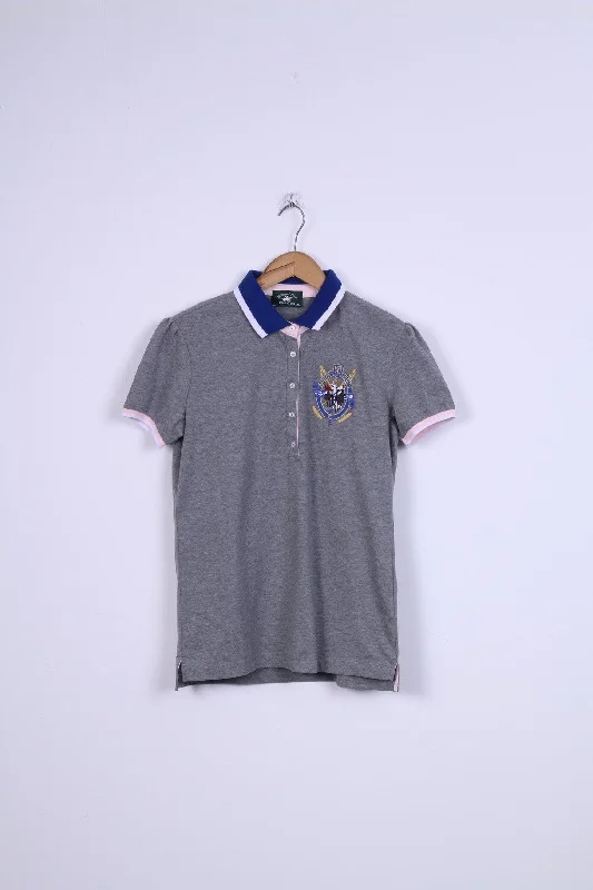 Beverlly Hills Womens XXL Polo Shirt Grey Short Sleeve Cotton Elegant High-Low Short Shirt