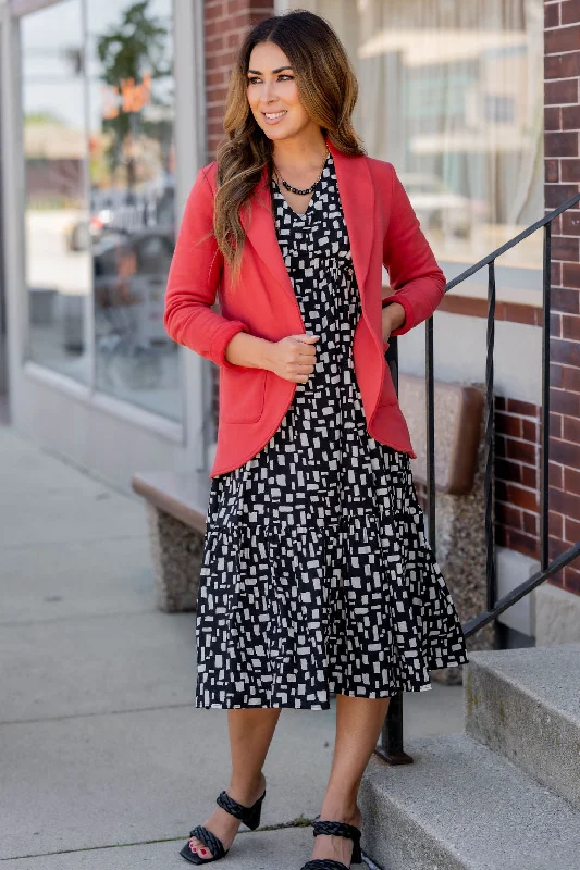 Blocked Confetti Ruffle Bottom Midi Dress Comfortable Denim Midi Dress