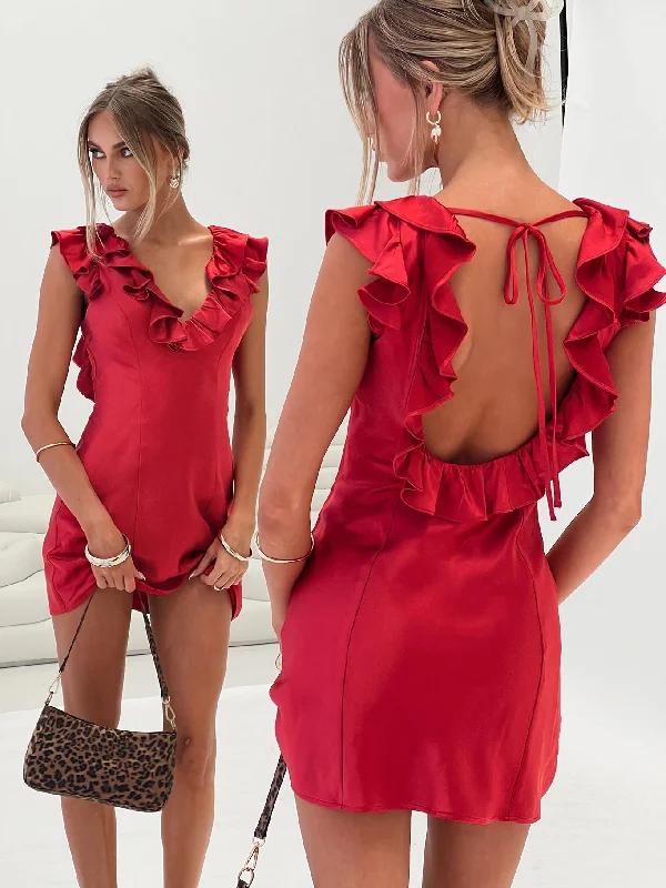 Butacup Frill Mini Dress Red Classic Black Mini Dress