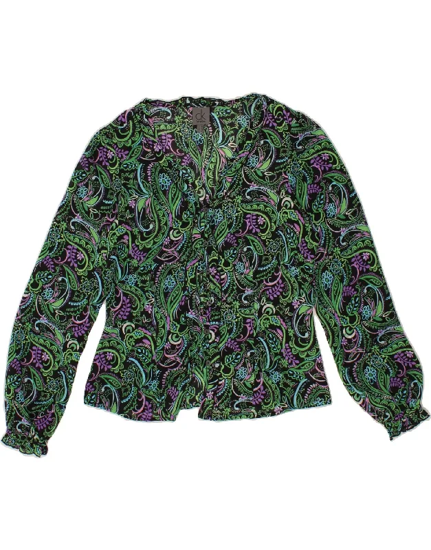 CALVIN KLEIN Womens Shirt Blouse UK 14 Large Green Floral Polyester Cozy Plain Short Sleeve CALVIN KLEIN Womens Shirt Blouse UK 14 Large Green Floral Polyester Cozy Plain Short Sleeve