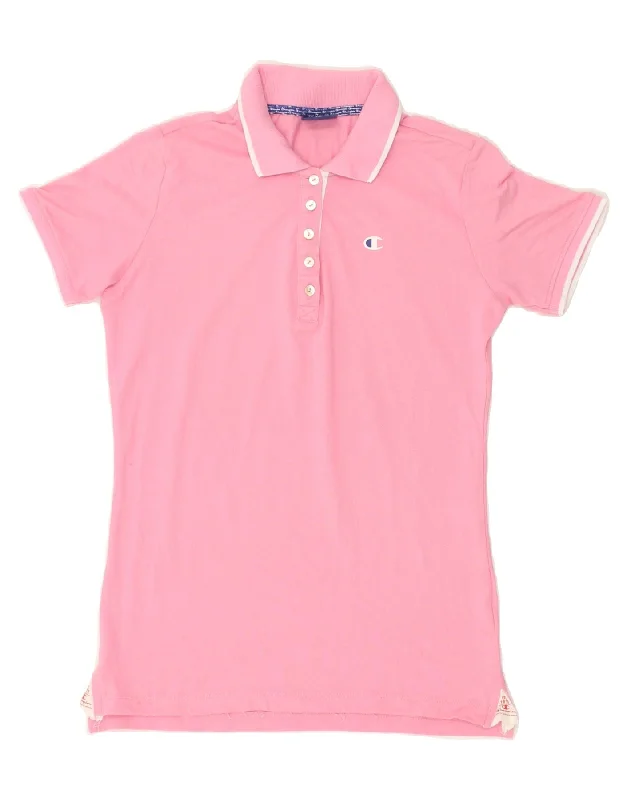 CHAMPION Womens Polo Shirt UK 10 Small Pink Casual Cotton Short Shirt