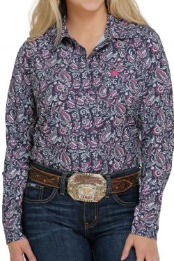 Cinch Wmns Arenaflex Button Down Western Shirt Navy Pink Light Blue Stylish Casual Short Tee Cinch Wmns Arenaflex Button Down Western Shirt Navy Pink Light Blue Stylish Casual Short Tee