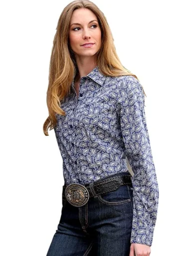 Cinch Wmns Blue Paisley Print Western Shirt - Black Friday Sale Fashionable Cuffed Short Sleeve Cinch Wmns Blue Paisley Print Western Shirt - Black Friday Sale Fashionable Cuffed Short Sleeve