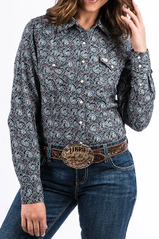 Cinch Wmns Ember Shirt - Black Friday Sale Stylish Printed Short Shirt