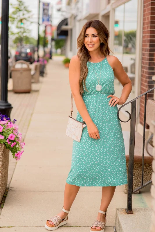 Confetti Halter Tank Midi Dress Comfortable Sleeveless Midi Dress