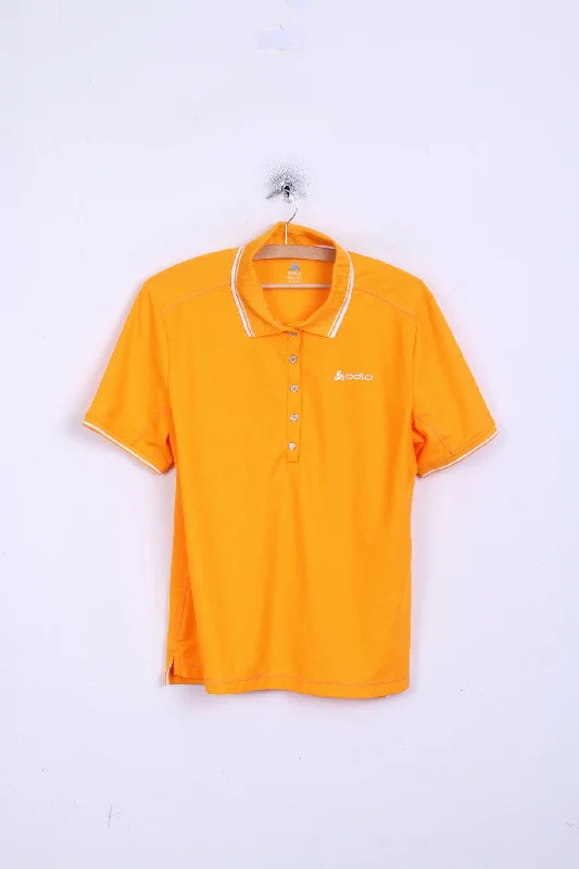 ODLO Womens XL Polo Shirt Orange Sport Buttons Modern Fit Short Sleeve