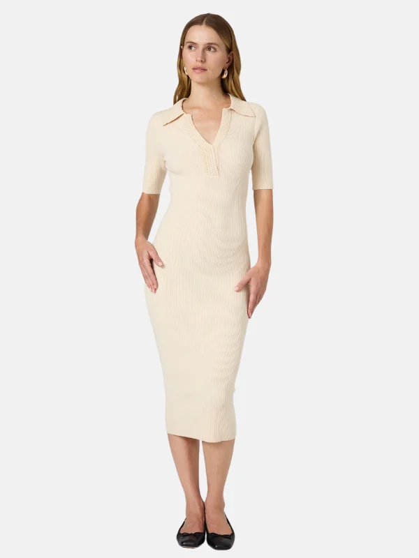 Cosysoft V Neck Midi Dress Comfortable Button Front Midi Dress