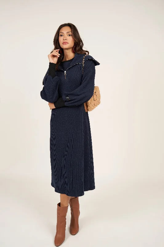 Double Layer Midi Dress Elegant Pleated Sleeve Midi Dress