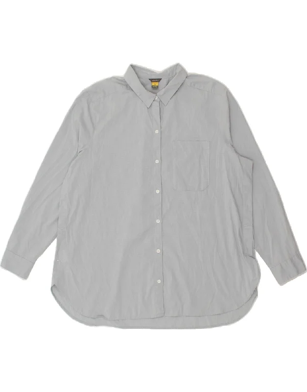 EDDIE BAUER Womens Shirt UK 20 2XL Grey Cotton Stylish Printed Short Shirt