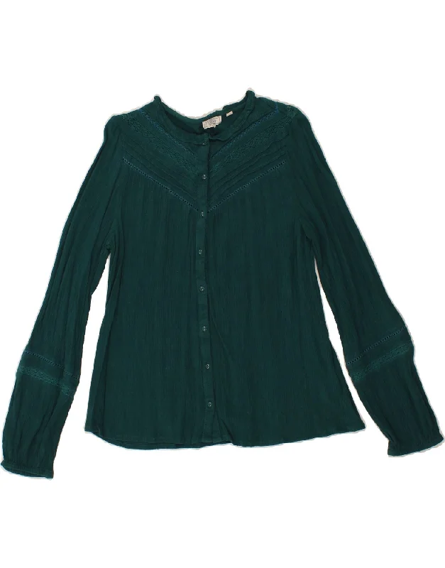 FAT FACE Womens Shirt Blouse UK 12 Medium Green Viscose Elegant Longline Short Shirt FAT FACE Womens Shirt Blouse UK 12 Medium Green Viscose Elegant Longline Short Shirt