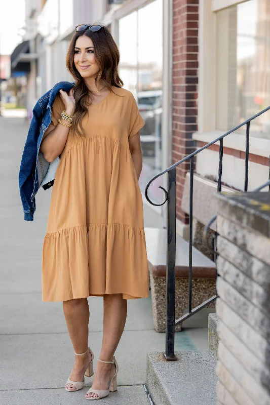 Flowy Tiered Midi Dress Stylish Animal Print Midi Dress