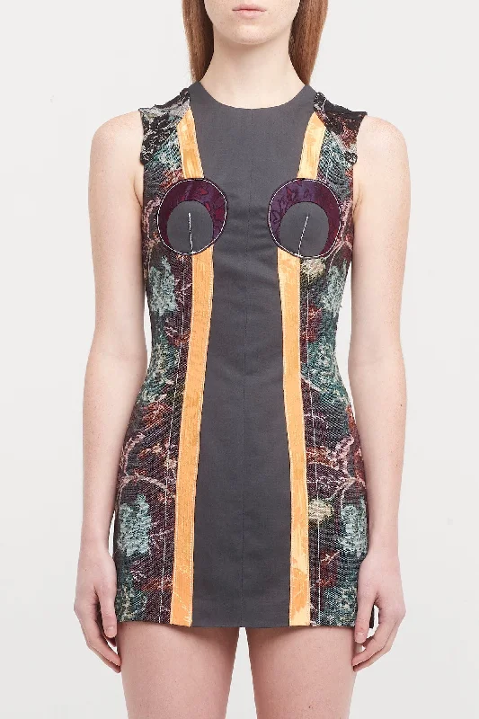 Marine Serre Regenerated Floral Tapestries Mini Dress Trendy Tulle Mini Dress