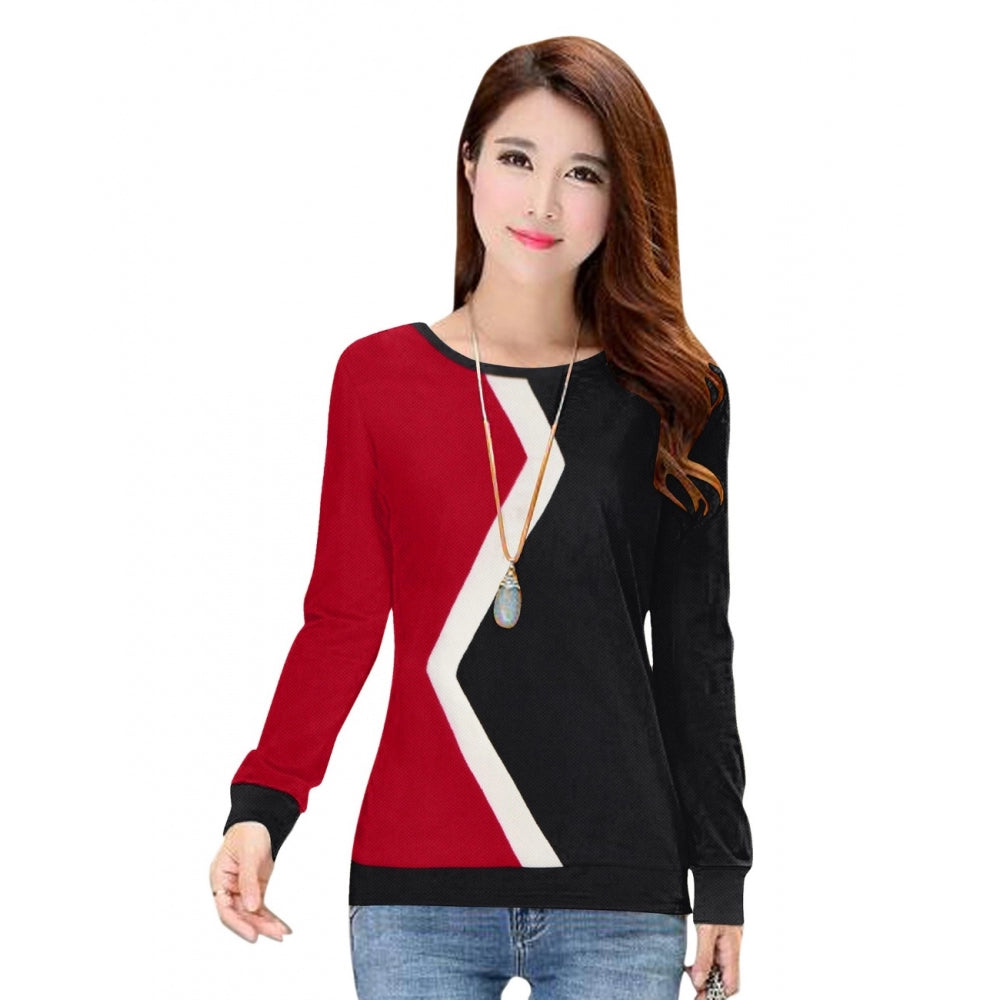 Generic Women's Western Wear Hosiery T Shirts (Red) Elegant Lace Short Sleeve