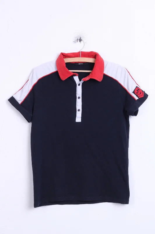 Gucci Womens XL Polo Shirt Navy Cotton Sport Italy Casual Plain Short Shirt