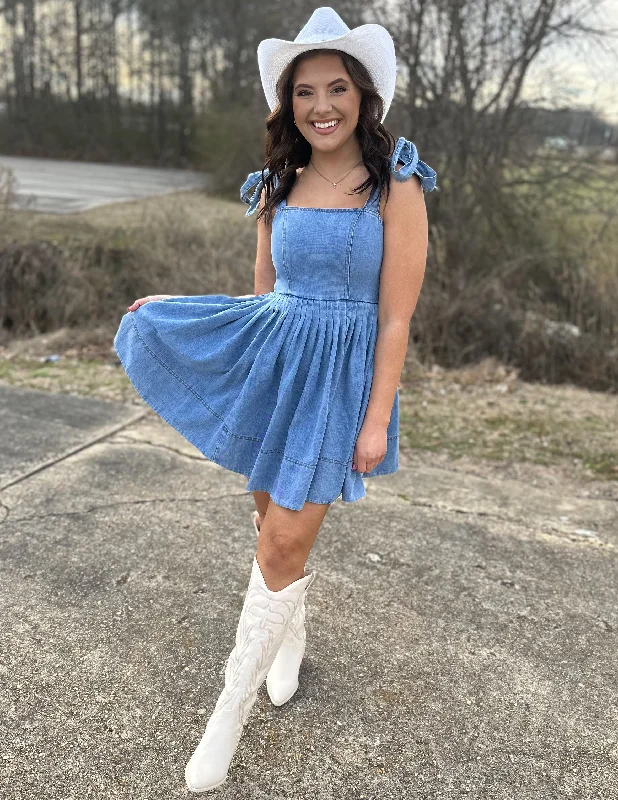 Halfway To Your Heart Denim Mini Dress Trendy Tie-Dye Mini Dress