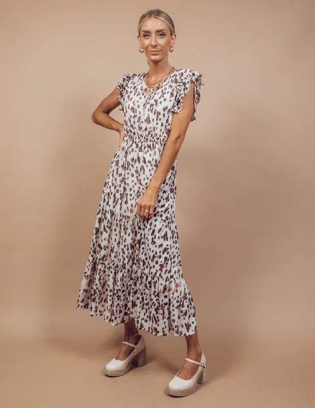 Iris Printed Midi Dress Fashionable Floral Embroidery Midi Dress