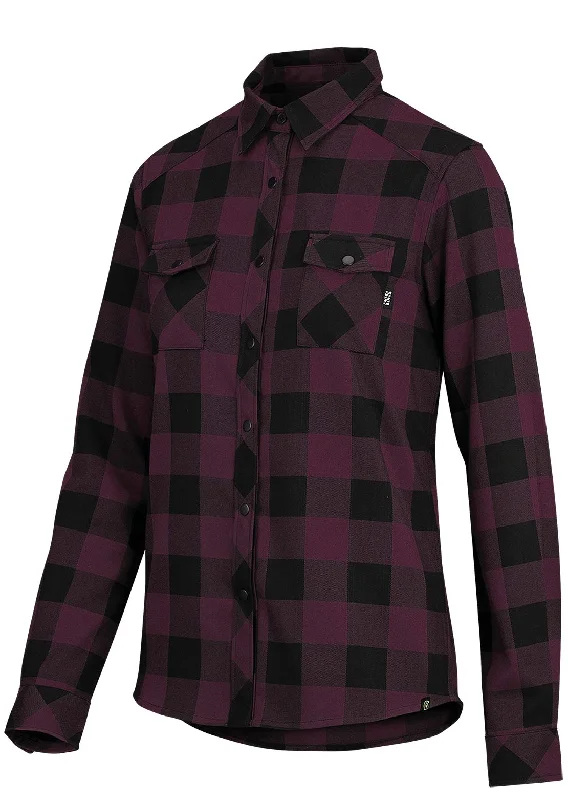 IXS Women's Carve Digger Flannel Button Up Shirt Classic V-Neck Short Shirt
