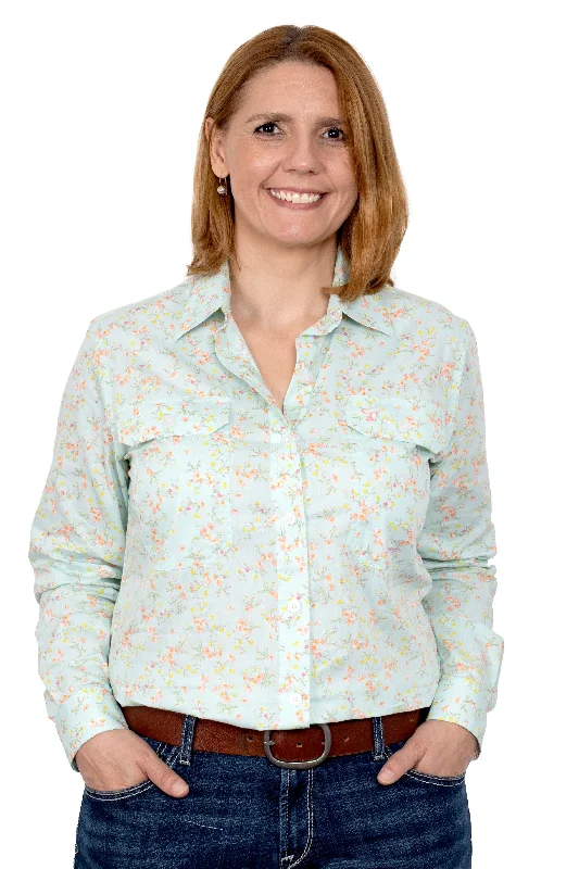 Just Country Abbey Full Button Print Workshirt Spearmint Wax Flowers - Black Friday Sale Relaxed Cotton Short Blouse Just Country Abbey Full Button Print Workshirt Spearmint Wax Flowers - Black Friday Sale Relaxed Cotton Short Blouse