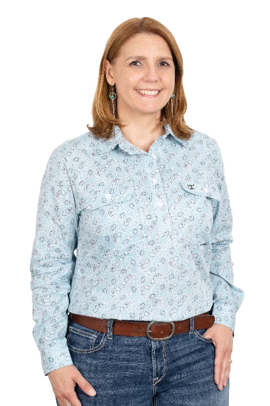 Just Country Wms Georgie Half Button Workshirt Sky Paisley - Black Friday Sale Soft Cotton Short Tee Just Country Wms Georgie Half Button Workshirt Sky Paisley - Black Friday Sale Soft Cotton Short Tee