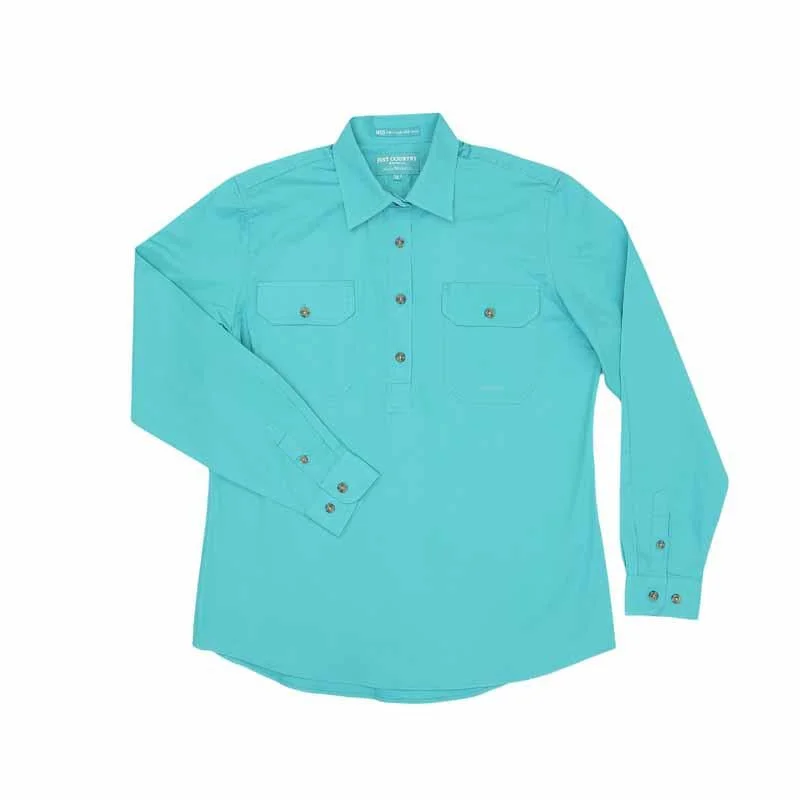 Just Country Wms Jahna Workshirt Relaxed Cotton Short Shirt