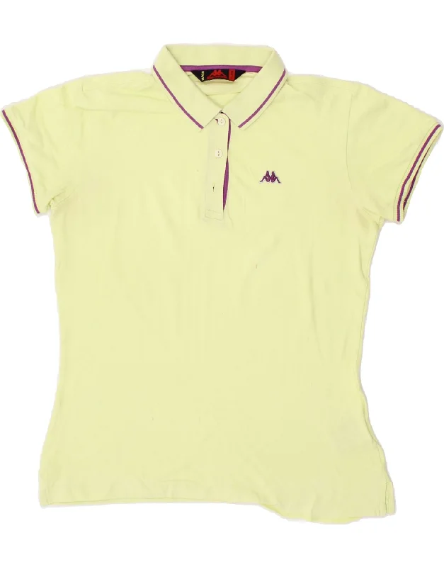 KAPPA Womens Polo Shirt UK 18 XL Yellow Cotton Casual Button-Up Short Tee