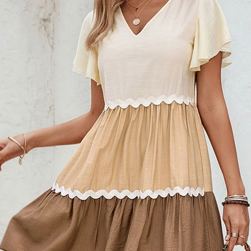 Lace Colorblock Mini Dress Trendy Bodycon Mini Dress