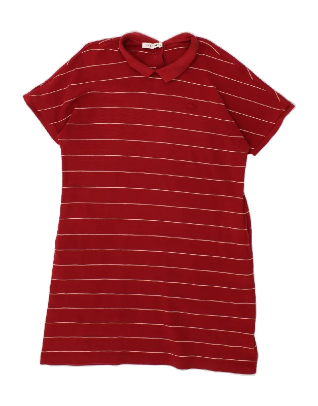 LACOSTE Womens Polo Shirt Size 46 XL Red Striped Cotton Elegant Off-Shoulder Short Shirt LACOSTE Womens Polo Shirt Size 46 XL Red Striped Cotton Elegant Off-Shoulder Short Shirt