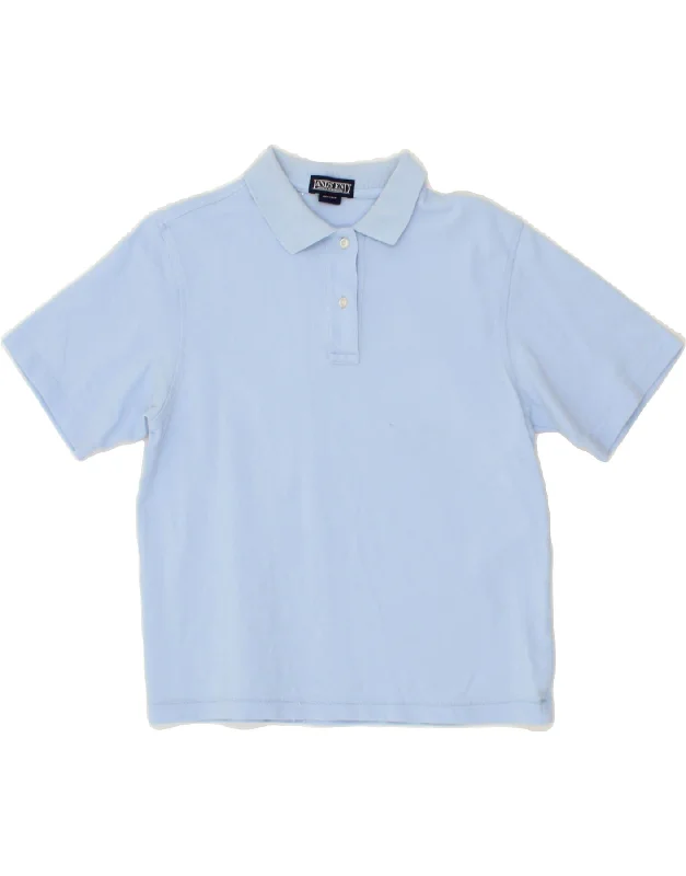 LANDS END Womens Polo Shirt US 6/8  Small Blue Cotton Trendy Sleeveless Short Shirt