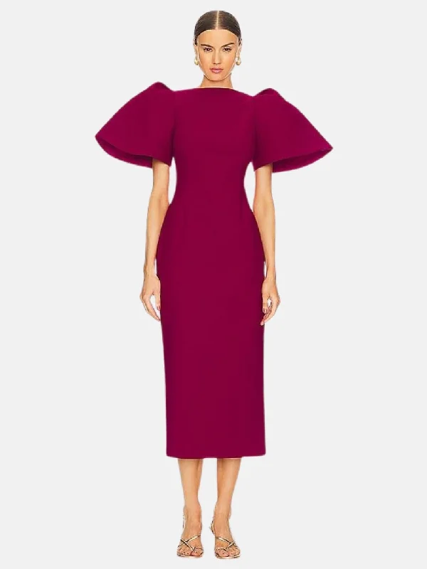 Lora Midi Dress Stylish Off-Shoulder Ruffle Dress