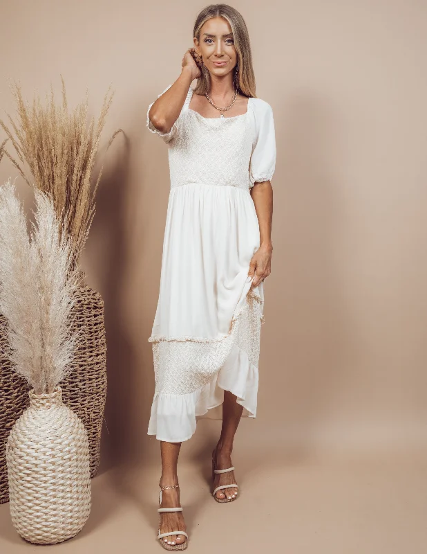 Louisa Midi Dress Trendy Tiered Hem Midi Dress