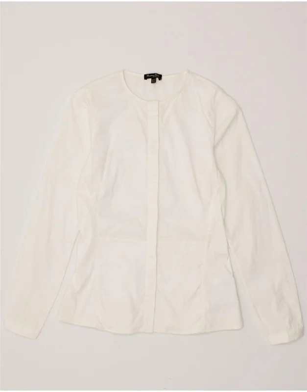 MASSIMO DUTTI Womens Shirt Blouse EU 36 Small Off White Cotton Elegant Longline Short Shirt MASSIMO DUTTI Womens Shirt Blouse EU 36 Small Off White Cotton Elegant Longline Short Shirt