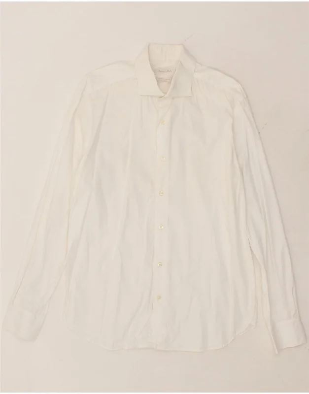 MASSIMO DUTTI Womens Shirt EU 42 Large White Cotton Trendy Short Sleeve Tunic