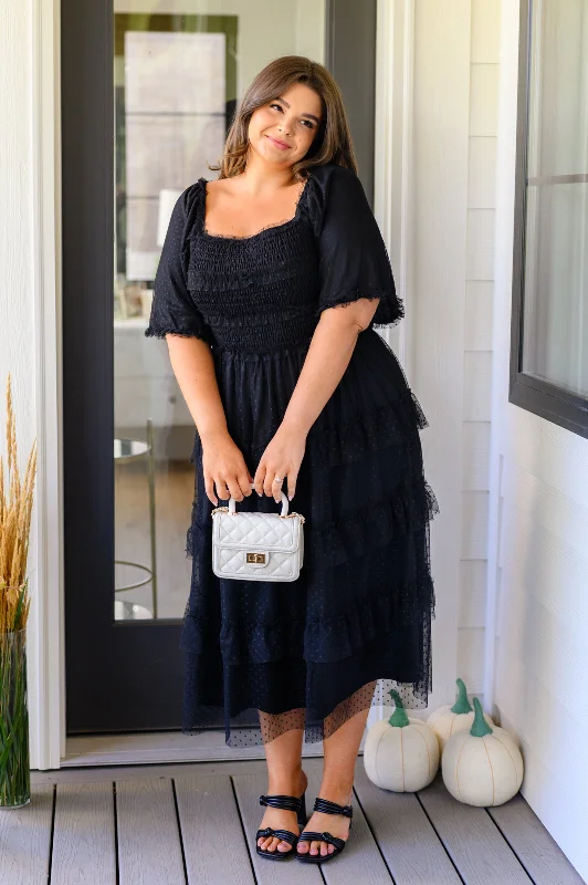 Midnight Waltz Midi Dress Stylish Tiered Midi Dress