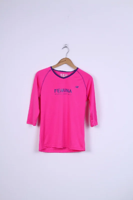 New Blance Womens S Shirt Pink Femina Sport Training Casual Slouchy Short Sleeve