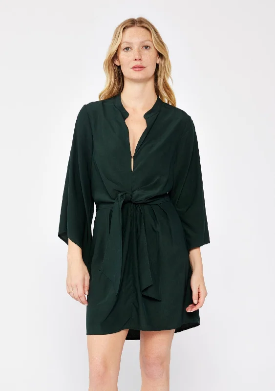 Olive Grove Mini Dress Fashionable Lace-Trim Mini Dress