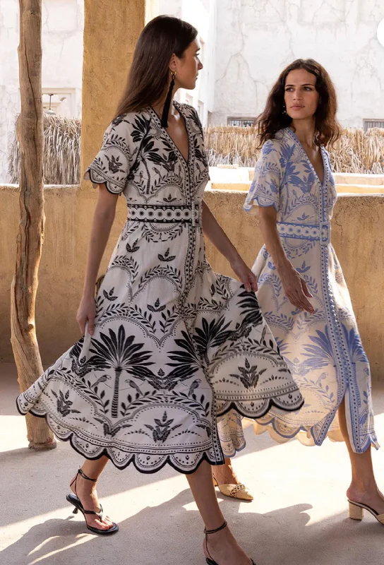 PALM SPRINGS MIDI DRESS Comfortable Deep V Midi Dress