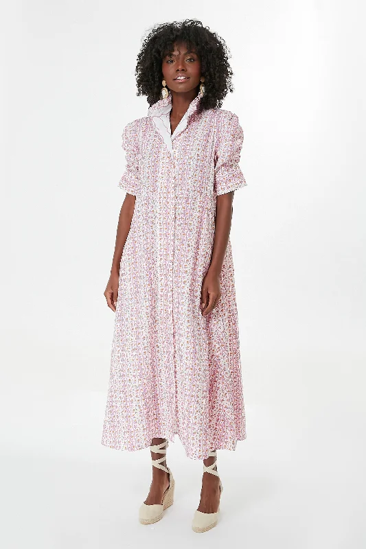 Pink Floral Venetia Midi Dress Stylish Satin Midi Dress