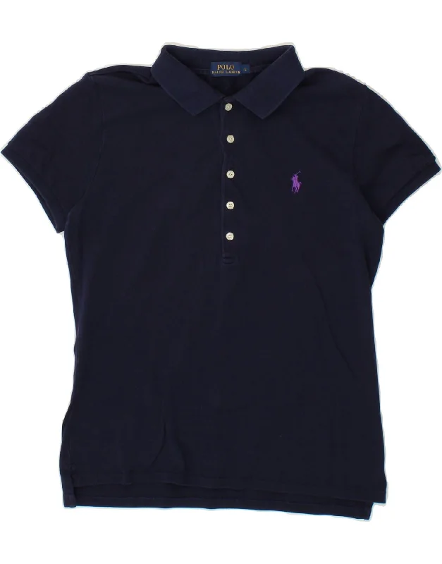 POLO RALPH LAUREN Womens Polo Shirt UK 14 Large Navy Blue Cotton Relaxed Short Sleeve Tee POLO RALPH LAUREN Womens Polo Shirt UK 14 Large Navy Blue Cotton Relaxed Short Sleeve Tee